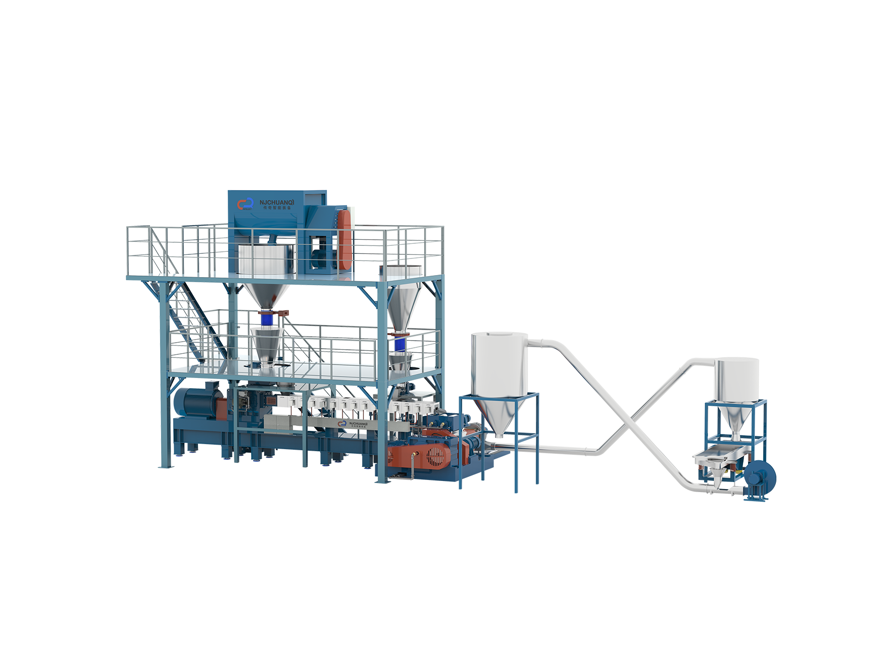 Two-stage compounding extruder